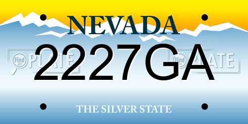 2227GA Nevada License Plate
