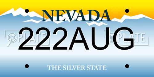 222AUG Nevada License Plate