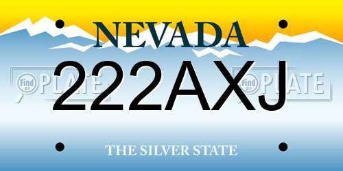 222AXJ Nevada License Plate