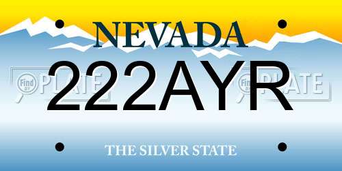 222AYR Nevada License Plate