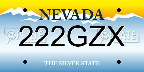 222GZX Nevada License Plate