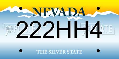 222HH4 Nevada License Plate