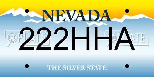 222HHA Nevada License Plate
