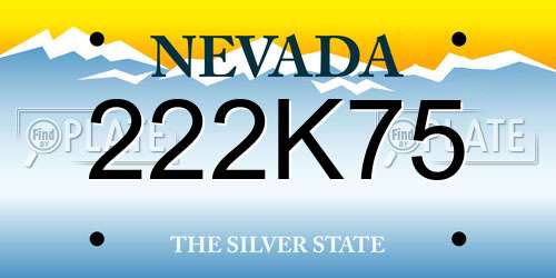 222K75 Nevada License Plate
