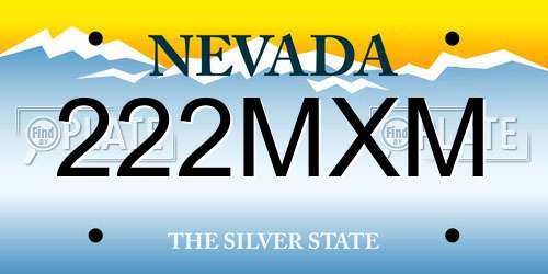 222MXM Nevada License Plate