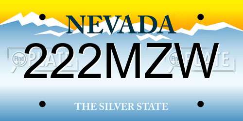 222MZW Nevada License Plate