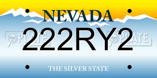 222RY2 Nevada License Plate