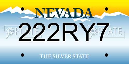 222RY7 Nevada License Plate