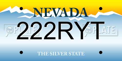 222RYT Nevada License Plate