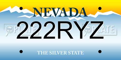 222RYZ Nevada License Plate