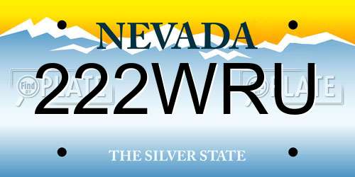222WRU Nevada License Plate