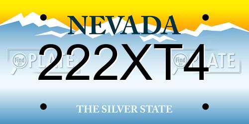 222XT4 Nevada License Plate