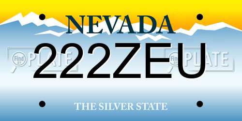 222ZEU Nevada License Plate
