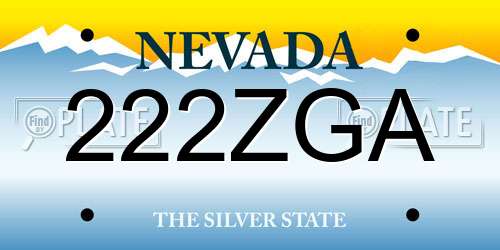 222ZGA Nevada License Plate