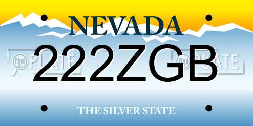 222ZGB Nevada License Plate