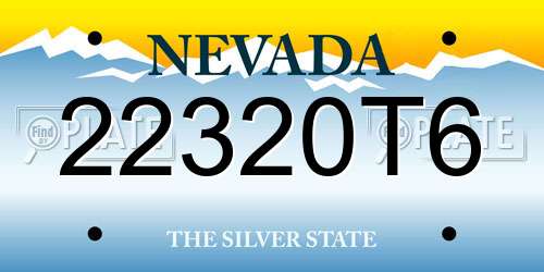 22320T6 Nevada License Plate