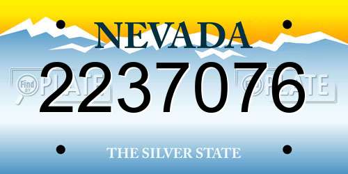 2237076 Nevada License Plate