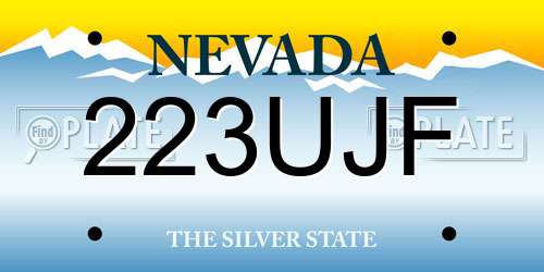 223UJF Nevada License Plate