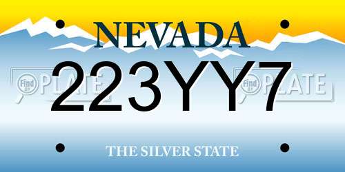 223YY7 Nevada License Plate