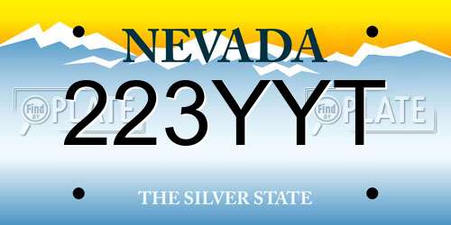 223YYT Nevada License Plate