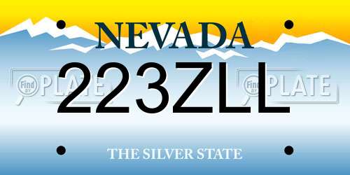 223ZLL Nevada License Plate