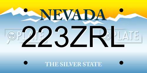 223ZRL Nevada License Plate