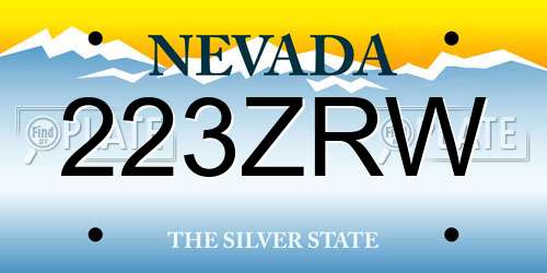 223ZRW Nevada License Plate