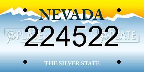224522 Nevada License Plate