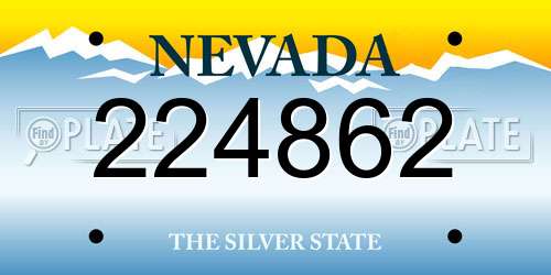 224862 Nevada License Plate