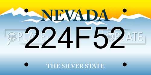 224F52 Nevada License Plate