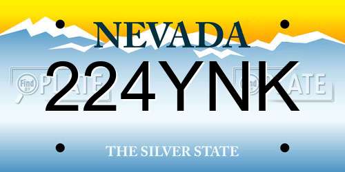 224YNK Nevada License Plate