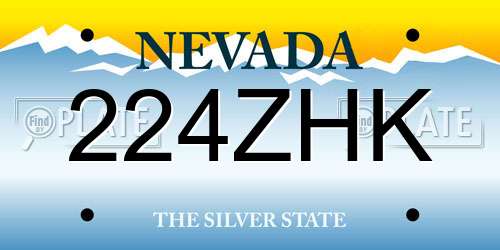 224ZHK Nevada License Plate