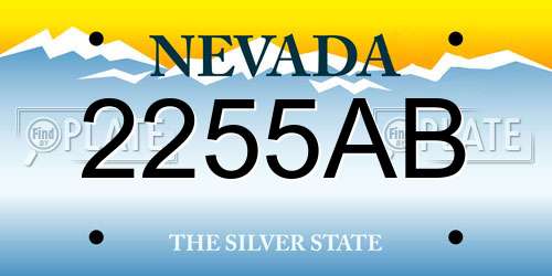 2255AB Nevada License Plate