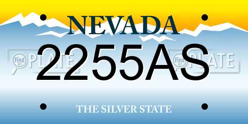 2255AS Nevada License Plate