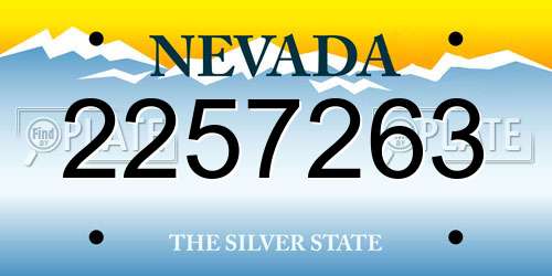 2257263 Nevada License Plate