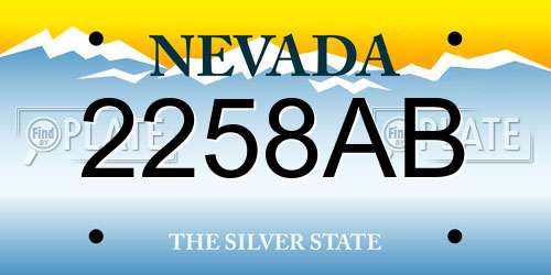 2258AB Nevada License Plate