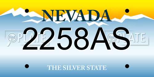 2258AS Nevada License Plate