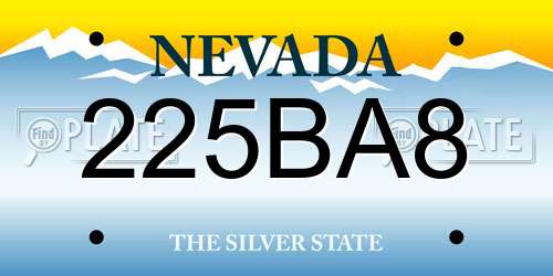 225BA8 Nevada License Plate
