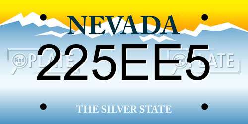 225EE5 Nevada License Plate