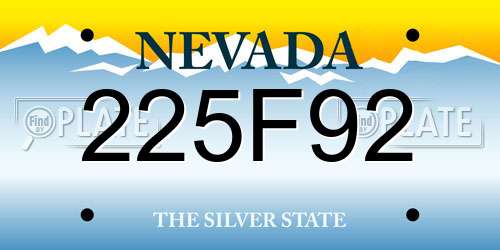 225F92 Nevada License Plate