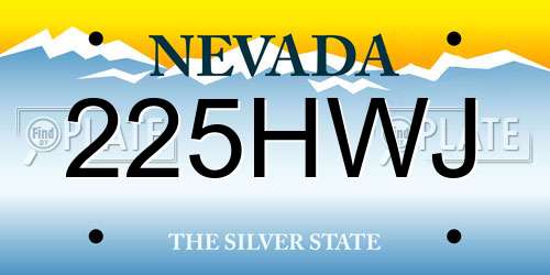 225HWJ Nevada License Plate