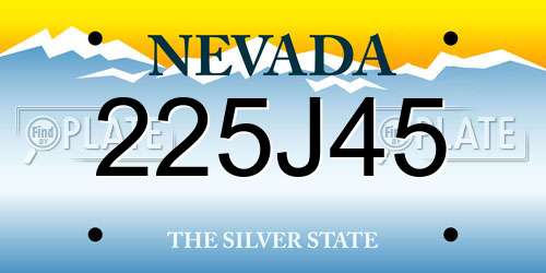 225J45 Nevada License Plate