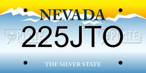 225JTO Nevada License Plate