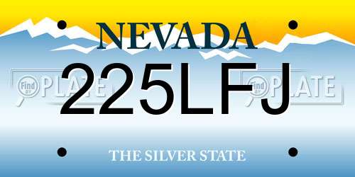 225LFJ Nevada License Plate