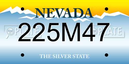 225M47 Nevada License Plate