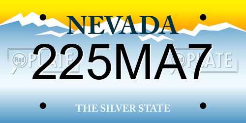 225MA7 Nevada License Plate