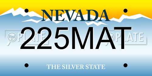 225MAT Nevada License Plate