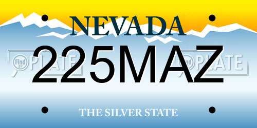 225MAZ Nevada License Plate