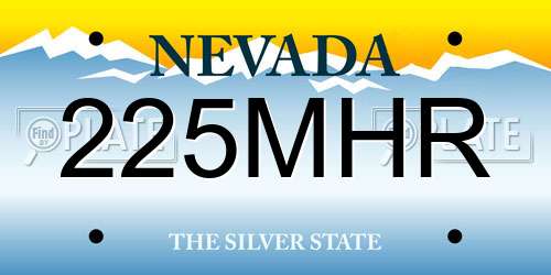 225MHR Nevada License Plate