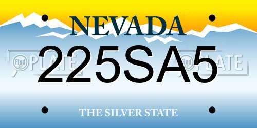 225SA5 Nevada License Plate